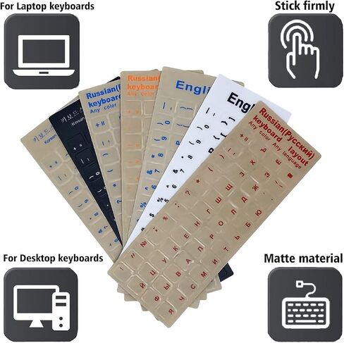 KEANBOLL 2PCS Pack Transparent English Keyboard Stickers, English Keyboard Replacement Sticker with Transparent Background and White Lettering for Computer Notebook Laptop Desktop in Kuwait