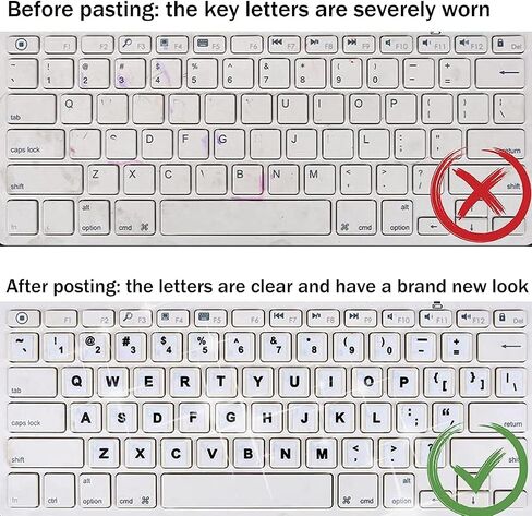 KEANBOLL 2PCS Pack Transparent English Keyboard Stickers, English Keyboard Replacement Sticker with Transparent Background and White Lettering for Computer Notebook Laptop Desktop in Kuwait