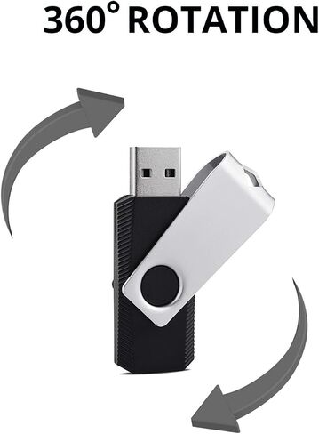 KEXIN 10 Pack USB Flash Drive - 64GB Thumb Drive with Swivel, Black (64GB, 10 Pack) in Kuwait