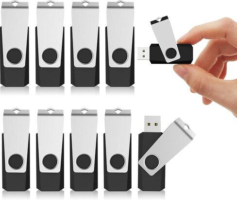 KEXIN 10 Pack USB Flash Drive - 64GB Thumb Drive with Swivel, Black (64GB, 10 Pack) in Kuwait