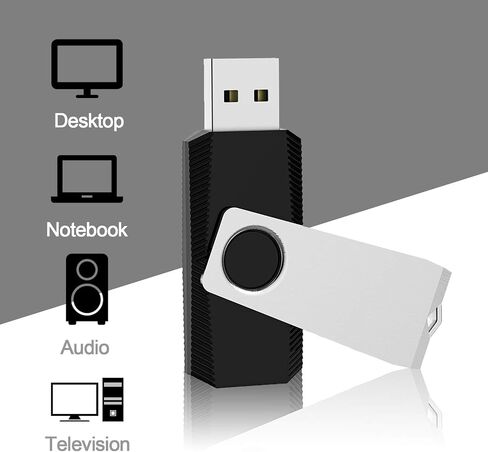 KEXIN 10 Pack USB Flash Drive - 64GB Thumb Drive with Swivel, Black (64GB, 10 Pack) in Kuwait