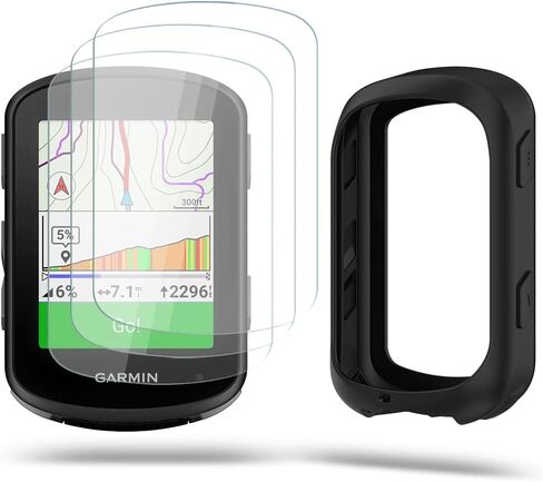 Screen Protector for Garmin Edge 840 Solar/Edge 540 GPS (3+1pack) and Silicone Case Cover,Tempered Glass Film Anti-Scratch High Definition Full Coverage in Kuwait