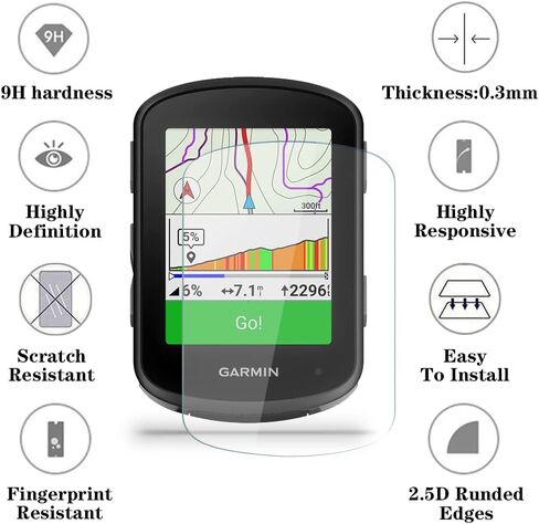 Screen Protector for Garmin Edge 840 Solar/Edge 540 GPS (3+1pack) and Silicone Case Cover,Tempered Glass Film Anti-Scratch High Definition Full Coverage in Kuwait