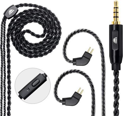 okcsc 2 Pin Detachable Earphone Replacement Cable, 6 Core Plated-Silver Upgrade Cable for KZ ES4 ED16 ZS5 ZS6 ZSR ZST ZS10 (0.78mm, No Mic) in Kuwait