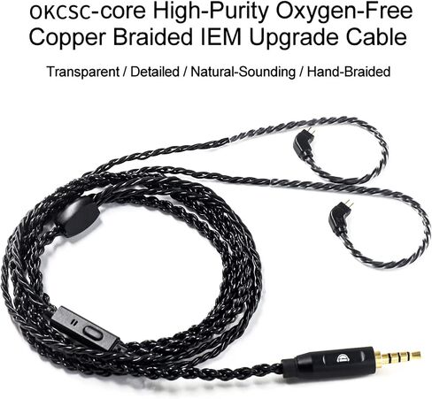 okcsc 2 Pin Detachable Earphone Replacement Cable, 6 Core Plated-Silver Upgrade Cable for KZ ES4 ED16 ZS5 ZS6 ZSR ZST ZS10 (0.78mm, No Mic) in Kuwait