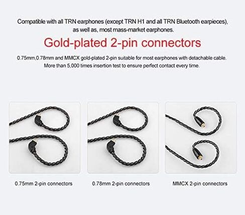 okcsc 2 Pin Detachable Earphone Replacement Cable, 6 Core Plated-Silver Upgrade Cable for KZ ES4 ED16 ZS5 ZS6 ZSR ZST ZS10 (0.78mm, No Mic) in Kuwait
