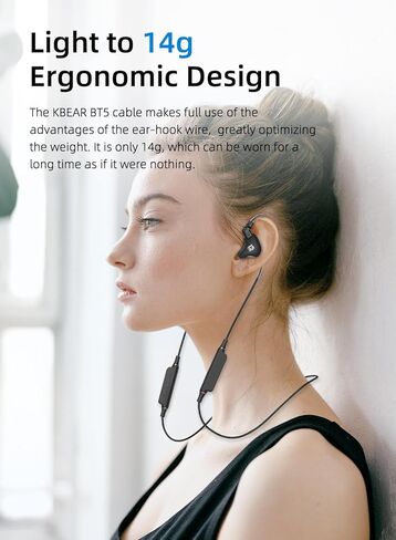 كابل سماعة بلوتوث KINBOOFI KBEAR BT5، كابل بديل بلوتوث مطور في شاشة الأذن، كابل سماعة رأس لاسلكي 2 دبوس لـ KZ ZST AS10 ZSR Truthear Hexa HOLA Zero (2PIN، أسود)... in Kuwait
