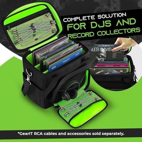 حقيبة حمل تسجيلات الفينيل من GearIT لألبومات LP مقاس 12 بوصة. تناسب 60 سجلًا لموسيقى DJ وتخزين الفينيل، وجيوب بسحاب وشبكية، وتتضمن حزام كتف in Kuwait