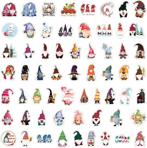 120PCS Gnome Stickers Christmas Stickers Funny Stickers Scrapbook Stickers Vinyl Waterproof Stickers for Laptop,Bumper,Skateboard,Water Bottles,Computer,Phone, for Kids,Teens,Adult in Kuwait