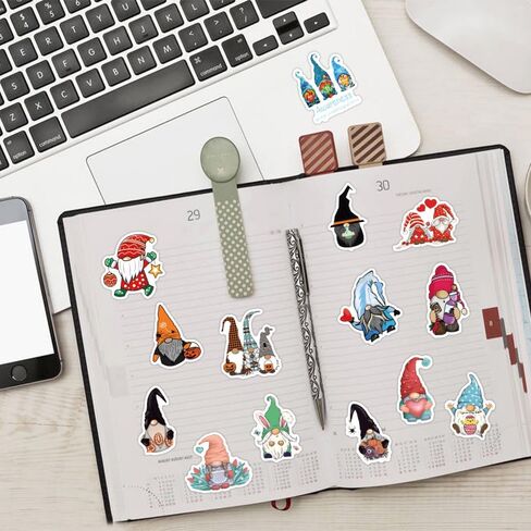 120PCS Gnome Stickers Christmas Stickers Funny Stickers Scrapbook Stickers Vinyl Waterproof Stickers for Laptop,Bumper,Skateboard,Water Bottles,Computer,Phone, for Kids,Teens,Adult in Kuwait