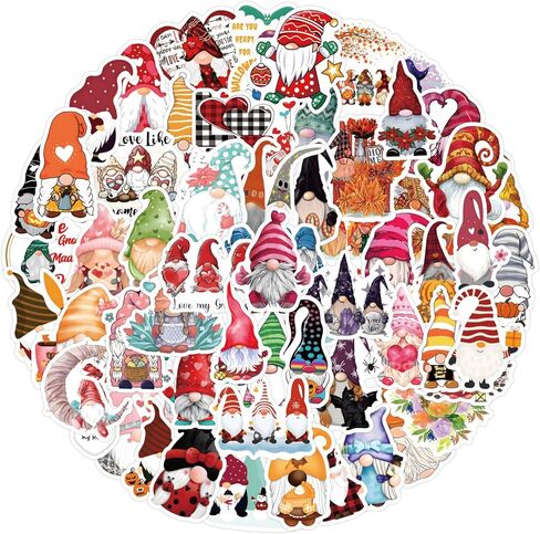 120PCS Gnome Stickers Christmas Stickers Funny Stickers Scrapbook Stickers Vinyl Waterproof Stickers for Laptop,Bumper,Skateboard,Water Bottles,Computer,Phone, for Kids,Teens,Adult in Kuwait