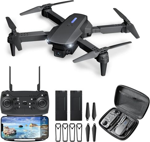 Hilldow Mini Drone للأطفال البالغين مع كاميرا HD 1080P، قابلة للطي FPV Live Video RC WiFi Quadcopter بدون طيار ارتفاع التدفق البصري هدايا للمبتدئين الأولاد والبنات مع وضع مقطوعة الرأس، تقلب ثلاثية الأبعاد in Kuwait