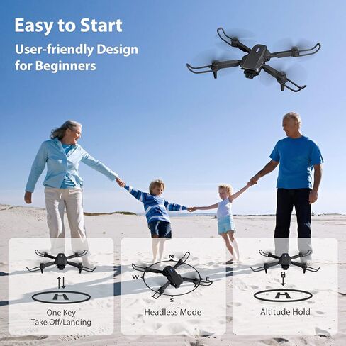 Hilldow Mini Drone للأطفال البالغين مع كاميرا HD 1080P، قابلة للطي FPV Live Video RC WiFi Quadcopter بدون طيار ارتفاع التدفق البصري هدايا للمبتدئين الأولاد والبنات مع وضع مقطوعة الرأس، تقلب ثلاثية الأبعاد in Kuwait