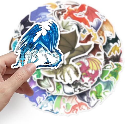 Dragons Stickers - 50 Pcs Loong Stickers，Waterproof Decorative PVC,Vinyl,Decals, Stickers For Water Bottles ,Skateboards and Notebooks, Mobile Phone Case Laptop Luggage Bright Colors Stickers in Bulk Stickers For Friends Family in Kuwait