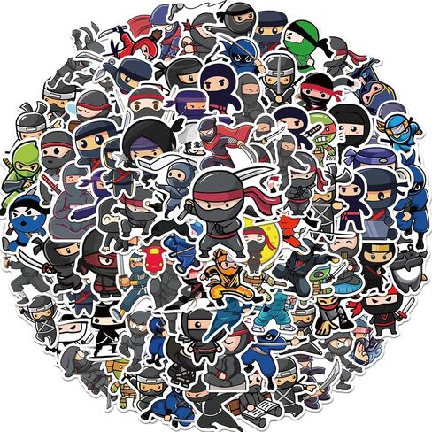 102 PCS Cute Ninja Stickers Pack| Cartoon Aesthetic Decals, Vinyl Waterproof Stickers for Laptop,Guitar,Motorcycle,Bike,Skateboard,Luggage,Phone,Hydro Flask, Gift for Kids Teen Birthday Party in Saudi Arabia