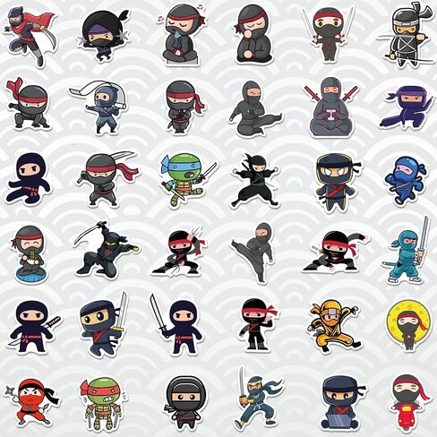 102 PCS Cute Ninja Stickers Pack| Cartoon Aesthetic Decals, Vinyl Waterproof Stickers for Laptop,Guitar,Motorcycle,Bike,Skateboard,Luggage,Phone,Hydro Flask, Gift for Kids Teen Birthday Party in Saudi Arabia