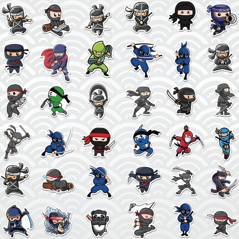 102 PCS Cute Ninja Stickers Pack| Cartoon Aesthetic Decals, Vinyl Waterproof Stickers for Laptop,Guitar,Motorcycle,Bike,Skateboard,Luggage,Phone,Hydro Flask, Gift for Kids Teen Birthday Party in Saudi Arabia