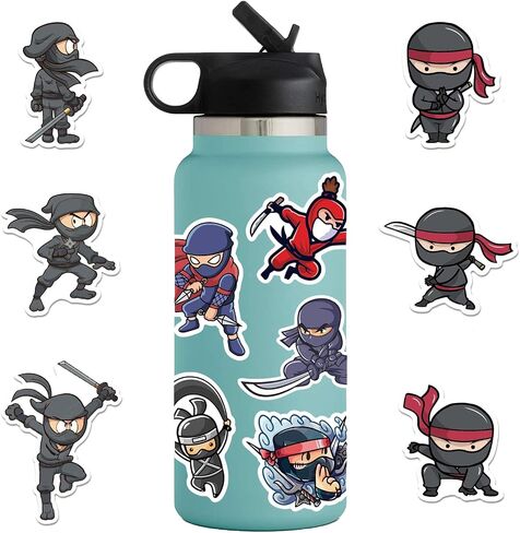102 PCS Cute Ninja Stickers Pack| Cartoon Aesthetic Decals, Vinyl Waterproof Stickers for Laptop,Guitar,Motorcycle,Bike,Skateboard,Luggage,Phone,Hydro Flask, Gift for Kids Teen Birthday Party in Saudi Arabia