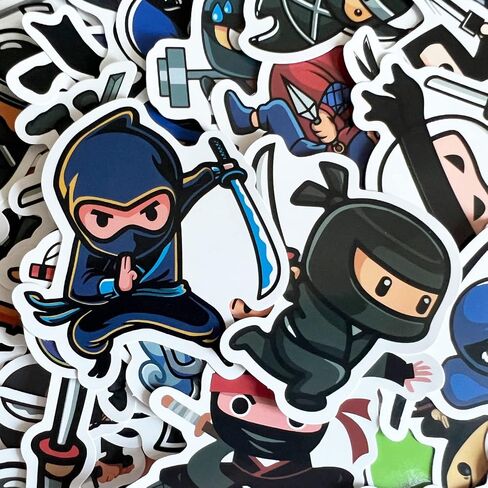102 PCS Cute Ninja Stickers Pack| Cartoon Aesthetic Decals, Vinyl Waterproof Stickers for Laptop,Guitar,Motorcycle,Bike,Skateboard,Luggage,Phone,Hydro Flask, Gift for Kids Teen Birthday Party in Saudi Arabia