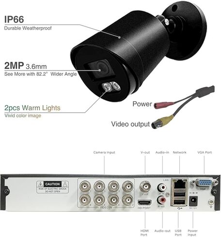 نظام أمان سلكي Lifoarey 1080P، DVR 8CH مع 1 تيرابايت HDD و4 قطع 1080P كاميرا أمان خارجية، رؤية ليلية ملونة، تسجيل 24/7، كشف الحركة، الوصول عن بعد لمراقبة أمن المنزل in Kuwait