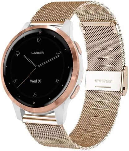 Band Compatible with Garmin Vivoactive 4S / Venu 2S/ Vivomove 3S, 18mm Mesh Woven Stainless Steel Wrist Bracelet Bands Strap for Fossil Gen Women's 5E / Gen 6 / Q Venture Gen 4 HR in Saudi Arabia