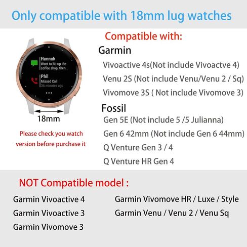 Band Compatible with Garmin Vivoactive 4S / Venu 2S/ Vivomove 3S, 18mm Mesh Woven Stainless Steel Wrist Bracelet Bands Strap for Fossil Gen Women's 5E / Gen 6 / Q Venture Gen 4 HR in Saudi Arabia
