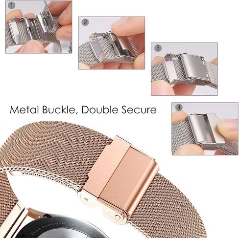 Band Compatible with Garmin Vivoactive 4S / Venu 2S/ Vivomove 3S, 18mm Mesh Woven Stainless Steel Wrist Bracelet Bands Strap for Fossil Gen Women's 5E / Gen 6 / Q Venture Gen 4 HR in Saudi Arabia