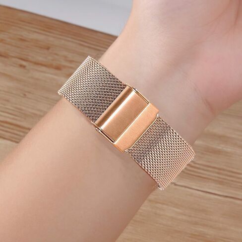 Band Compatible with Garmin Vivoactive 4S / Venu 2S/ Vivomove 3S, 18mm Mesh Woven Stainless Steel Wrist Bracelet Bands Strap for Fossil Gen Women's 5E / Gen 6 / Q Venture Gen 4 HR in Saudi Arabia
