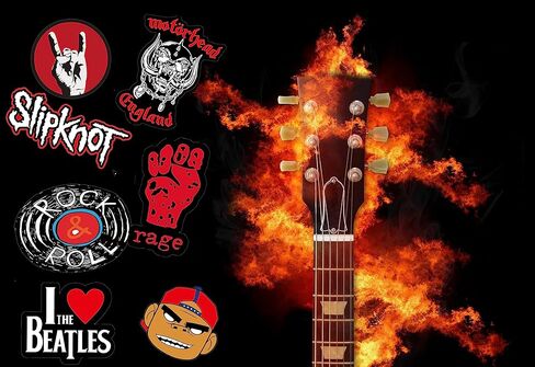 100 قطعة من ملصقات فرقة الروك، ملصقات موسيقى الروك آند رول، ملصقات موسيقى كلاسيكية لزجاجات مياه الجيتار والكمبيوتر المحمول والهاتف وأمتعة لوح التزلج، للمراهقين والأولاد والبنات والبالغين in Kuwait