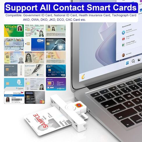 قارئ USB صغير قابل للطي ذكي CAC، USB DOD Military USB وصول مشترك CAC قارئ البطاقة الذكية وقارئ بطاقة PIV/ID CAC، قارئ بطاقة الائتمان متوافق مع نظام التشغيل Windows، Linux in Kuwait