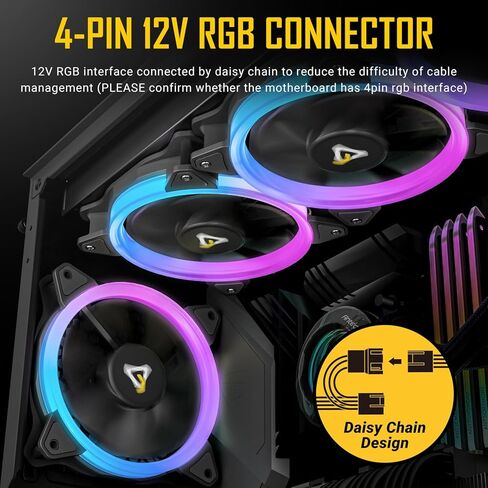 مراوح Antec RGB، مراوح الكمبيوتر الشخصي، مراوح RGB مقاس 120 مم، 3 مجموعات من مراوح الهيكل مقاس 120 مم، مراوح الحالة، مراوح RGB ذات 3 سنون 5 فولت مع وحدة تحكم، مزامنة MOBO مع 5 فولت 3 سنون، مراوح RGB من سلسلة نيون in Kuwait