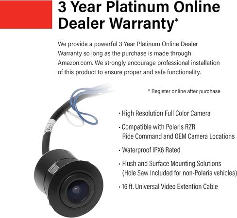 BOSS Audio Systems POLCAM Off-Road Front Or Reverse Rearview Backup Vehicle Camera – Compatible With Polaris RZR Ride Command ATV UTV, Waterproof IPX6 Rated, Low Light Visibility, Wide Angle View in Saudi Arabia