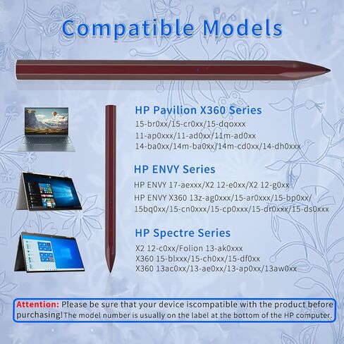 Stylus Pen for HP Envy X360 Pavilion X360 Specter X360 Spectre X2 Envy X2 Rechargeable MPP 2.0 Tilt Active Pen with 4096 Pressure Sensitivity, Palm Rejection, Magnetic Attachment Function, Black in Kuwait