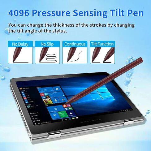 Stylus Pen for HP Envy X360 Pavilion X360 Specter X360 Spectre X2 Envy X2 Rechargeable MPP 2.0 Tilt Active Pen with 4096 Pressure Sensitivity, Palm Rejection, Magnetic Attachment Function, Black in Kuwait