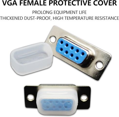 20 قطعة من غطاء منفذ VGA لمنفذ VGA أنثى على الكمبيوتر والكمبيوتر المحمول والكمبيوتر المحمول، وغطاء غطاء غبار لمنفذ VGA وواقي المقابس in Kuwait