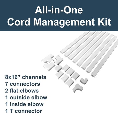 Legrand Wiremold Cordmate II 128 Inch 20 Piece Cord Cover Kit White | Cord Hider, On Wall, Self Adhesive, Hide up to 3 Cords, Cut to Size, Customizable, Cable Concealer, Sustainable Packaging in Kuwait