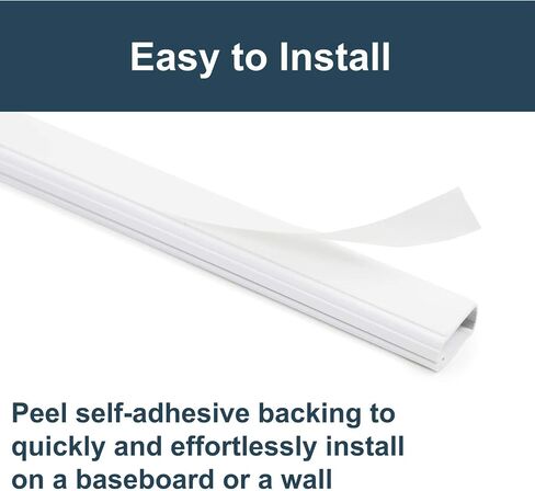 Legrand Wiremold Cordmate II 128 Inch 20 Piece Cord Cover Kit White | Cord Hider, On Wall, Self Adhesive, Hide up to 3 Cords, Cut to Size, Customizable, Cable Concealer, Sustainable Packaging in Kuwait