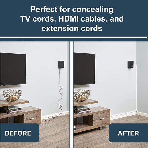 Legrand Wiremold Cordmate II 128 Inch 20 Piece Cord Cover Kit White | Cord Hider, On Wall, Self Adhesive, Hide up to 3 Cords, Cut to Size, Customizable, Cable Concealer, Sustainable Packaging in Kuwait