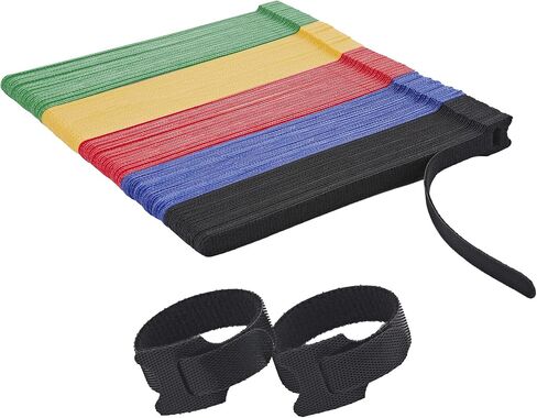 100 PCS Reusable Cable Ties with Hook and Loop, Multi-purpose Adjustable 8 Inch Cable Management Wire Ties Cable Straps for Organizing Home, Office and Data Centers (Multicolored) in Kuwait