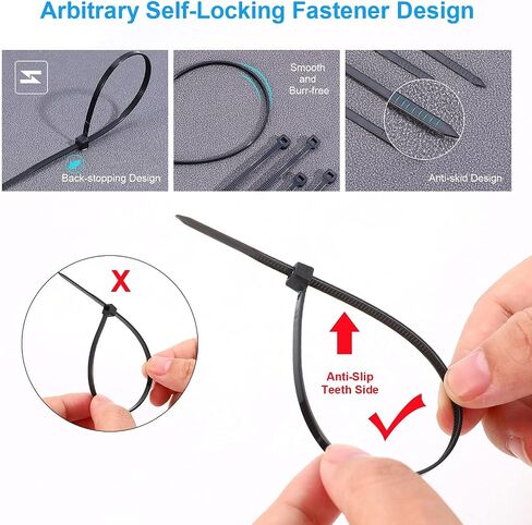 Heavy Duty Zip Ties，2000 QTY/Pack Black Cable Zip Ties, Cable Zip Ties Nylon Self-Locking Black Ties,High-Strength Cable Zip Ties Assorted Sizes for Outdoor&Indoor Use(4"+6"+8"+10"+12") in Kuwait