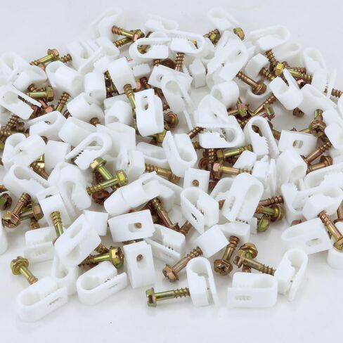 Skywalker Flexible Single Cable Screw Clips (Pack of 100 / White) in Saudi Arabia