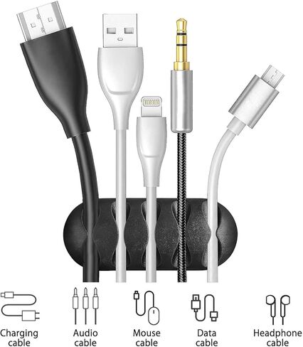 Tevado 16 Pack Cable Management, Premium Black Cable Clips Holders, Multi-Purpose Cable Cord Organizer Clips for Home and Office, Silicone Desk Self-Adhesive Cord Wire Holders in Kuwait