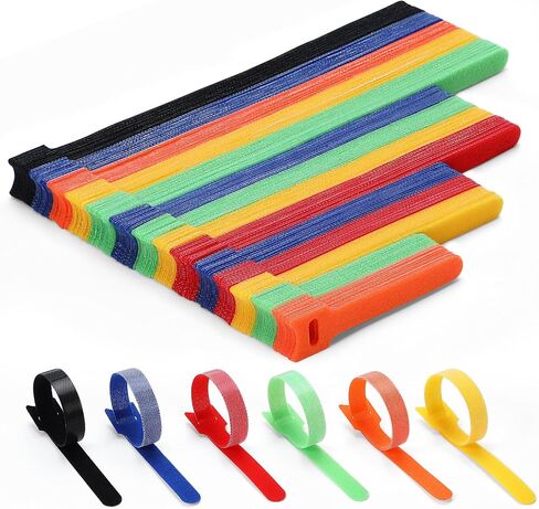 150PCS Cable Ties, 4+6+8+10 inch Multi-Colour Velcro Cable Ties for Cable Management, Adjustable Fastening Cable Ties, Multi-Purpose Reusable Hook and Loop for Home, Office and Garage. in Kuwait