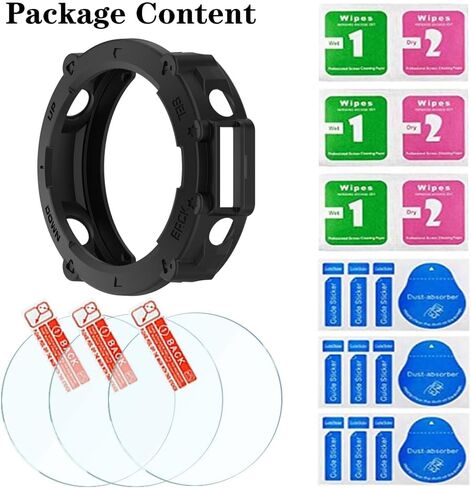 XIN HUA Watch Screen Protector (3+1Pack) Compatible for Amazfit Rex Ultra, Tempered Glass Film Anti-Scratch High Definition Full Coverage and Soft TPU Protective Case in Kuwait