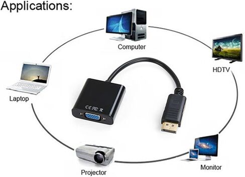 Chenyang CY DP إلى VGA محول، DP DisplayPort ذكر إلى VGA أنثى عرض محول كابل محول in Kuwait