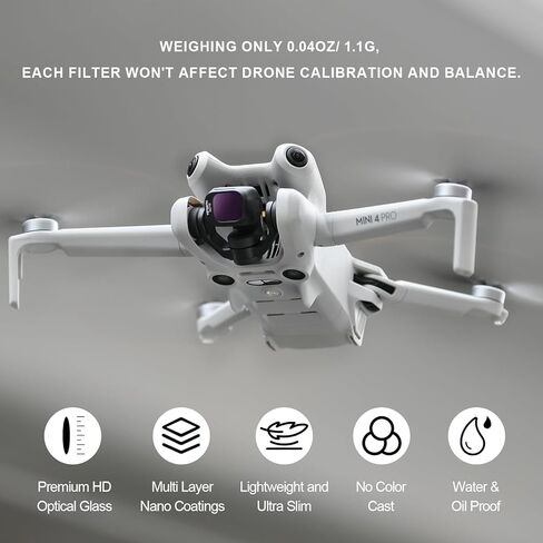 مجموعة فلاتر YETEETH ND لـ DJI Mini 4 Pro، 4 عبوات - (ND8، ND16، ND32، ND64) متوافقة مع ملحقات الطائرة بدون طيار DJI Mini 4 Pro in Kuwait
