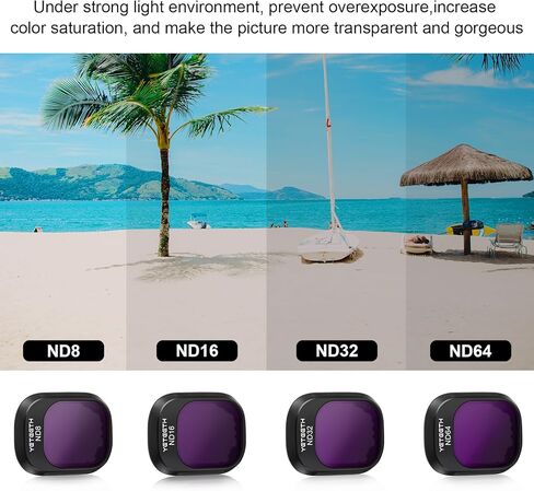 مجموعة فلاتر YETEETH ND لـ DJI Mini 4 Pro، 4 عبوات - (ND8، ND16، ND32، ND64) متوافقة مع ملحقات الطائرة بدون طيار DJI Mini 4 Pro in Kuwait