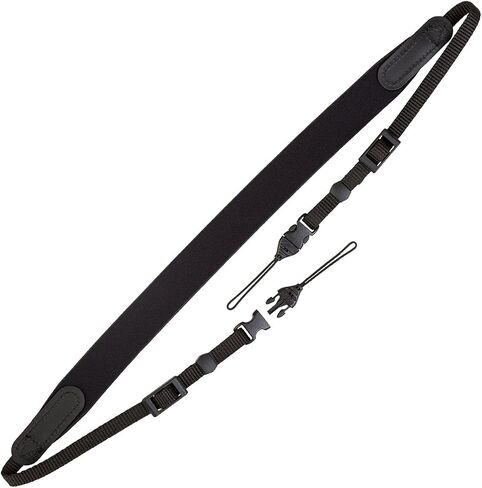 OP/TECH USA Bin/Op Neoprene Quick Release Camera Strap – Adjustable Neck or Shoulder Strap for Small Cameras, Binoculars, and Vintage Film Cameras - QD (Forest) - Made in USA in Kuwait