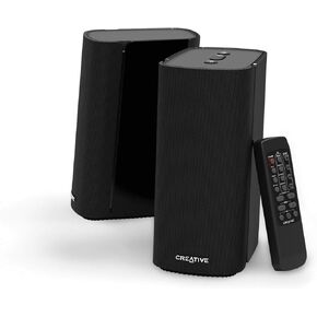 Creative T100 2.0 Compact Hi-Fi Speakers, up to 80W Peak Power with Bluetooth 5.0, Optical-in, AUX-in, Wide Soundstage and Audio Clarity with Bass Control for Computers and Laptops (Black) in Saudi Arabia