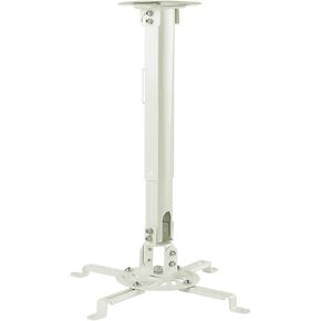 Mount-IT! Projector Ceiling Mount [30 lbs Capacity] Universal Bracket | 360 Full Motion with Tilt and Swivel Rotate | Adjustable Pole Height from 21-34.5 Inches, Extendable Arms (White | Long)